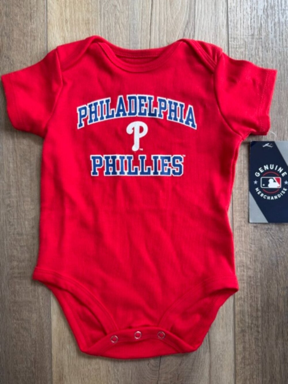 NEW Philadelphia Phillies Onesie  One Piece Snaps 12M